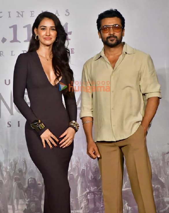 Suriya and Disha Patani at the Kanguva press conference, October 2024